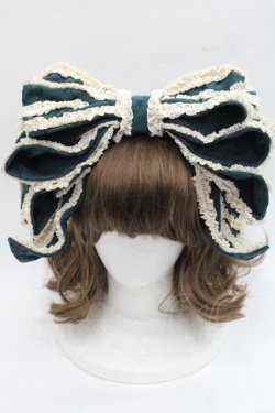 画像2: Hoshibako Works / お人形風シャンティクリームリボンカチューシャ  グリーン I-25-11-07-122-LO-AC-SA-ZI