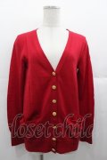 Jane Marple Dans Le Salon / エンブレムボタンロングカーディガン  赤Ｘゴールド I-25-11-07-014-JM-TO-SA-ZI