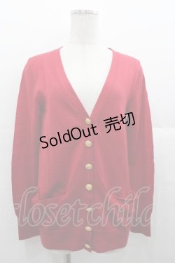 画像1: Jane Marple Dans Le Salon / エンブレムボタンロングカーディガン  赤Ｘゴールド I-25-11-07-014-JM-TO-SA-ZI