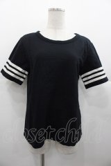 Jane Marple Dans Le Salon / 3ライン袖カットソー  黒Ｘ白 I-25-11-07-016-JM-TO-SA-ZI