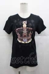 Jane Marple Dans Le Salon / クラウンTシャツ  黒 I-25-11-07-018-JM-TO-SA-ZI