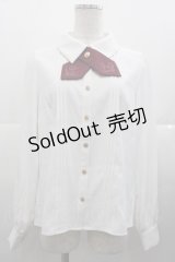 Amavel / Historical Butler クロスタイブラウス  白Ｘボルドー I-25-11-07-002-CA-BL-SA-ZI