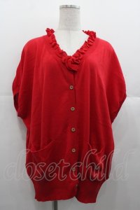 Jane Marple Dans Le Salon / フリル半袖カーディガン  赤 I-25-11-07-021-JM-TO-SA-ZI
