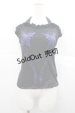 画像1: BPN / 蝶編み下げラメプリントベアトップス  黒Ｘ紫 I-25-11-07-028-GO-TO-SA-ZI