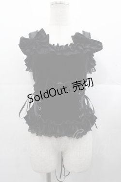 画像1: ATELIER PIERROT / Adenophora Lace-Up Camisole   黒 I-25-11-07-030-EL-SK-SA-ZI