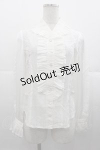 Jane Marple Dans Le Salon / シフォンフリル長袖ブラウス  白 I-25-11-07-003-JM-BL-SA-ZI