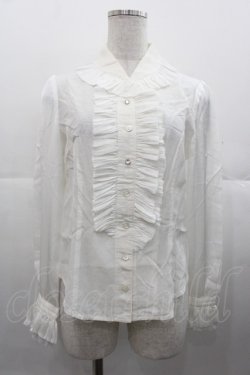 画像1: Jane Marple Dans Le Salon / シフォンフリル長袖ブラウス  白 I-25-11-07-003-JM-BL-SA-ZI