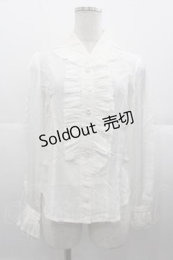 画像1: Jane Marple Dans Le Salon / シフォンフリル長袖ブラウス  白 I-25-11-07-003-JM-BL-SA-ZI