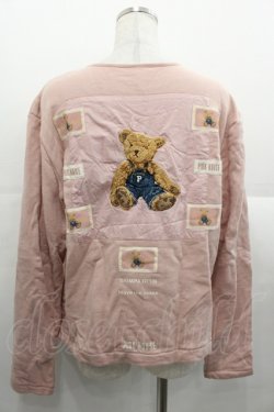 画像2: PINK HOUSE / オーバーオールくまさん刺繍ゼッケンカーディガン L ピンク I-25-11-07-034-LO-TO-SA-ZI