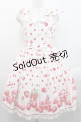 Angelic Pretty / Milky Berryジャンパースカート  白 I-25-11-12-027-AP-OP-SA-ZI