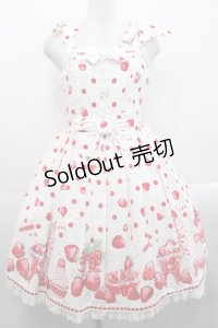 Angelic Pretty / Milky Berryジャンパースカート  白 I-25-11-12-027-AP-OP-SA-ZI