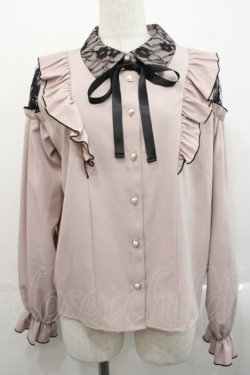 画像1: Lovely Tency / TT*リボンタイツキレースブラウス M 淡桃 I-25-11-12-006-LO-BL-SA-ZI