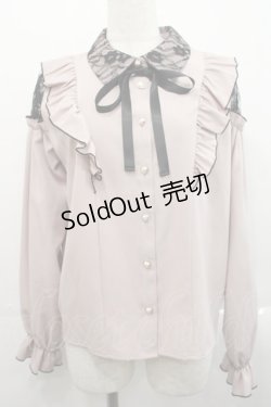 画像1: Lovely Tency / TT*リボンタイツキレースブラウス M 淡桃 I-25-11-12-006-LO-BL-SA-ZI