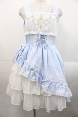 画像1: ALICE and the PIRATES / ギャザーシフォンジャンパースカート  サックスＸ白 I-25-11-12-033-PA-OP-SA-ZI (1)