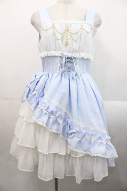 画像1: ALICE and the PIRATES / ギャザーシフォンジャンパースカート  サックスＸ白 I-25-11-12-033-PA-OP-SA-ZI