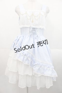 画像1: ALICE and the PIRATES / ギャザーシフォンジャンパースカート  サックスＸ白 I-25-11-12-033-PA-OP-SA-ZI