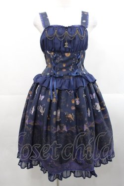 画像1: ALICE and the PIRATES / 魔女と悪魔の西洋菓子店〜ソロモンの小さな鍵と秘密のレシピ〜柄ジャンパースカートI  ネイビー I-25-11-12-036-PA-OP-SA-ZI