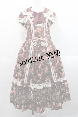 画像1: metamorphose / はしごレースリボンミディアムケープ付きジャンパースカート (花柄) 1 ブラウン I-25-11-12-040-ME-OP-SA-ZI