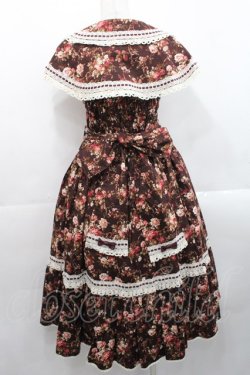 画像2: metamorphose / はしごレースリボンミディアムケープ付きジャンパースカート (花柄) 1 ブラウン I-25-11-12-040-ME-OP-SA-ZI