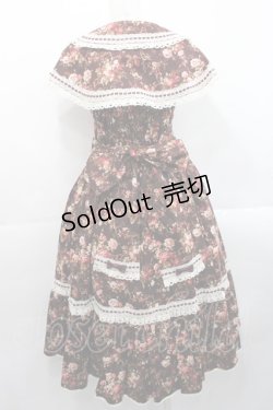 画像2: metamorphose / はしごレースリボンミディアムケープ付きジャンパースカート (花柄) 1 ブラウン I-25-11-12-040-ME-OP-SA-ZI