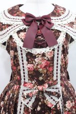 画像3: metamorphose / はしごレースリボンミディアムケープ付きジャンパースカート (花柄) 1 ブラウン I-25-11-12-040-ME-OP-SA-ZI (3)