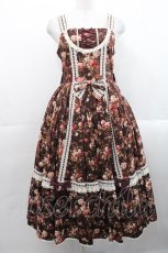 画像4: metamorphose / はしごレースリボンミディアムケープ付きジャンパースカート (花柄) 1 ブラウン I-25-11-12-040-ME-OP-SA-ZI (4)