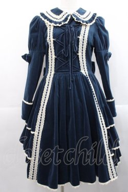 画像1: metamorphose / 別珍三段フリルワンピース  グリーン I-25-11-12-044-ME-OP-SA-ZI