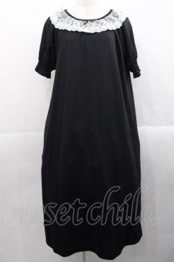 画像1: m petit by misako / AOKエリツキギャザーワンピース M 中黒 I-25-11-12-046-LO-OP-SA-ZI