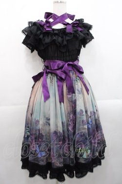 画像1: Triple fortune / ゴーストローズシャーリングワンピース  黒Ｘ紫 I-25-11-12-057-EL-OP-SA-ZI