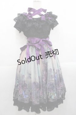 画像1: Triple fortune / ゴーストローズシャーリングワンピース  黒Ｘ紫 I-25-11-12-057-EL-OP-SA-ZI