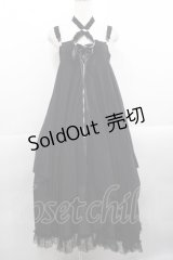 MR corset / クロスモチーフZIPジャンパースカート  黒 I-25-11-12-058-PU-OP-SA-ZI