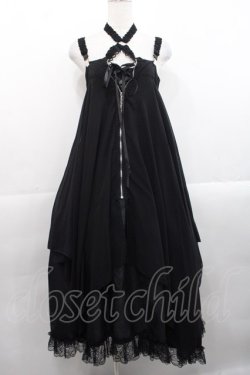 画像1: MR corset / クロスモチーフZIPジャンパースカート  黒 I-25-11-12-058-PU-OP-SA-ZI