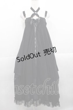 画像1: MR corset / クロスモチーフZIPジャンパースカート  黒 I-25-11-12-058-PU-OP-SA-ZI