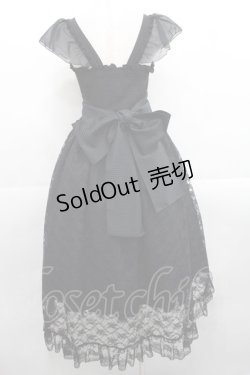 画像2: MR corset / リボン編み上げストライプジャンパースカート  黒 I-25-11-12-059-PU-OP-SA-ZI