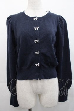 画像1: Cherirulu Chocola / リボンボタンカーディガン L ネイビー I-25-11-12-008-LO-TO-SA-ZI
