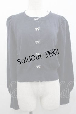 画像1: Cherirulu Chocola / リボンボタンカーディガン L ネイビー I-25-11-12-008-LO-TO-SA-ZI