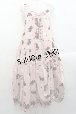 画像1: PINK HOUSE / スコッチテリアプリントジャンパースカート  ピンク I-25-11-12-062-LO-OP-SA-ZI