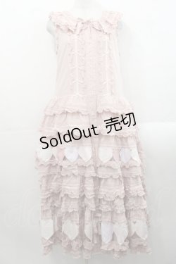 画像1: PINK HOUSE / ハートワッペンパッチワーク使いローンワンピース  ピンク I-25-11-12-063-LO-OP-SA-ZI