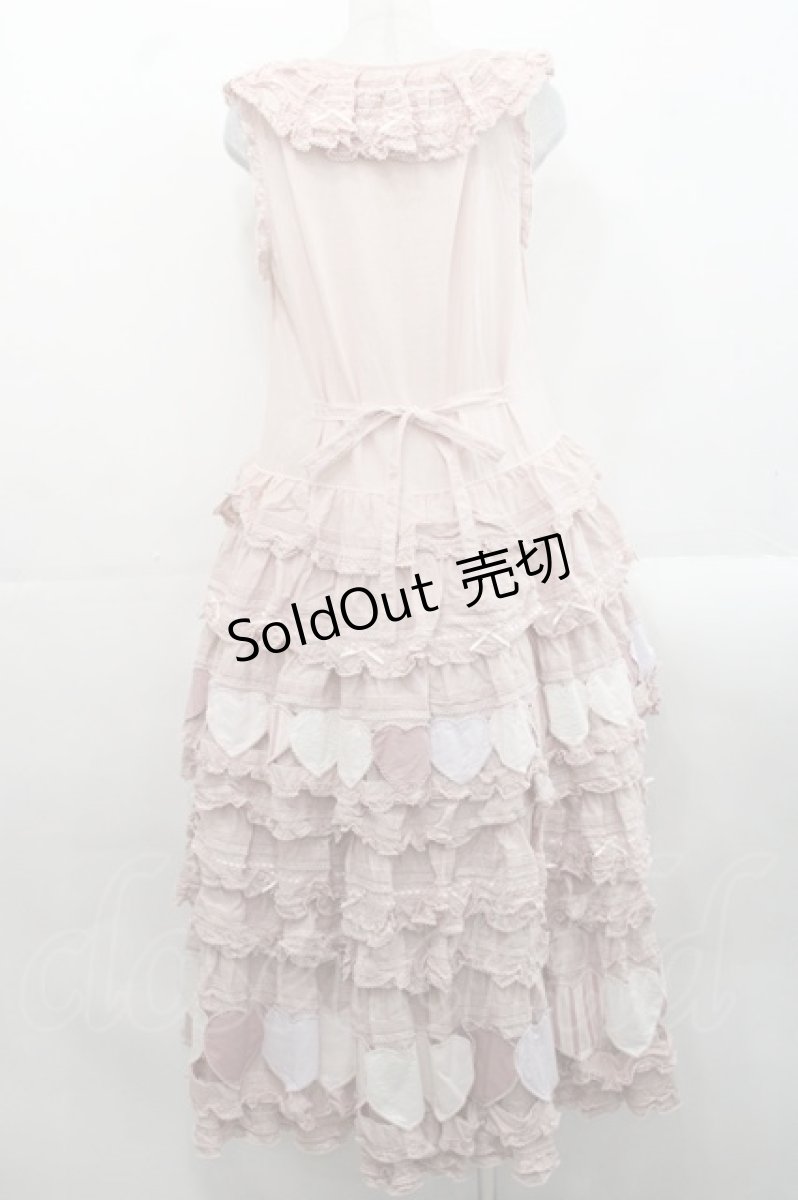 画像2: PINK HOUSE / ハートワッペンパッチワーク使いローンワンピース  ピンク I-25-11-12-063-LO-OP-SA-ZI (2)