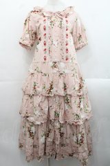 PINK HOUSE / 野いちごの森ティアードワンピース  ピンク I-25-11-12-064-LO-OP-SA-ZI