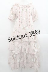 PINK HOUSE / 野いちごの森ティアードワンピース  ピンク I-25-11-12-064-LO-OP-SA-ZI