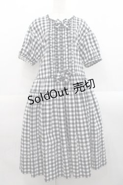 画像1: PINK HOUSE / チェックワッシャーワンピース  黒Ｘ白 I-25-11-12-065-LO-OP-SA-ZI