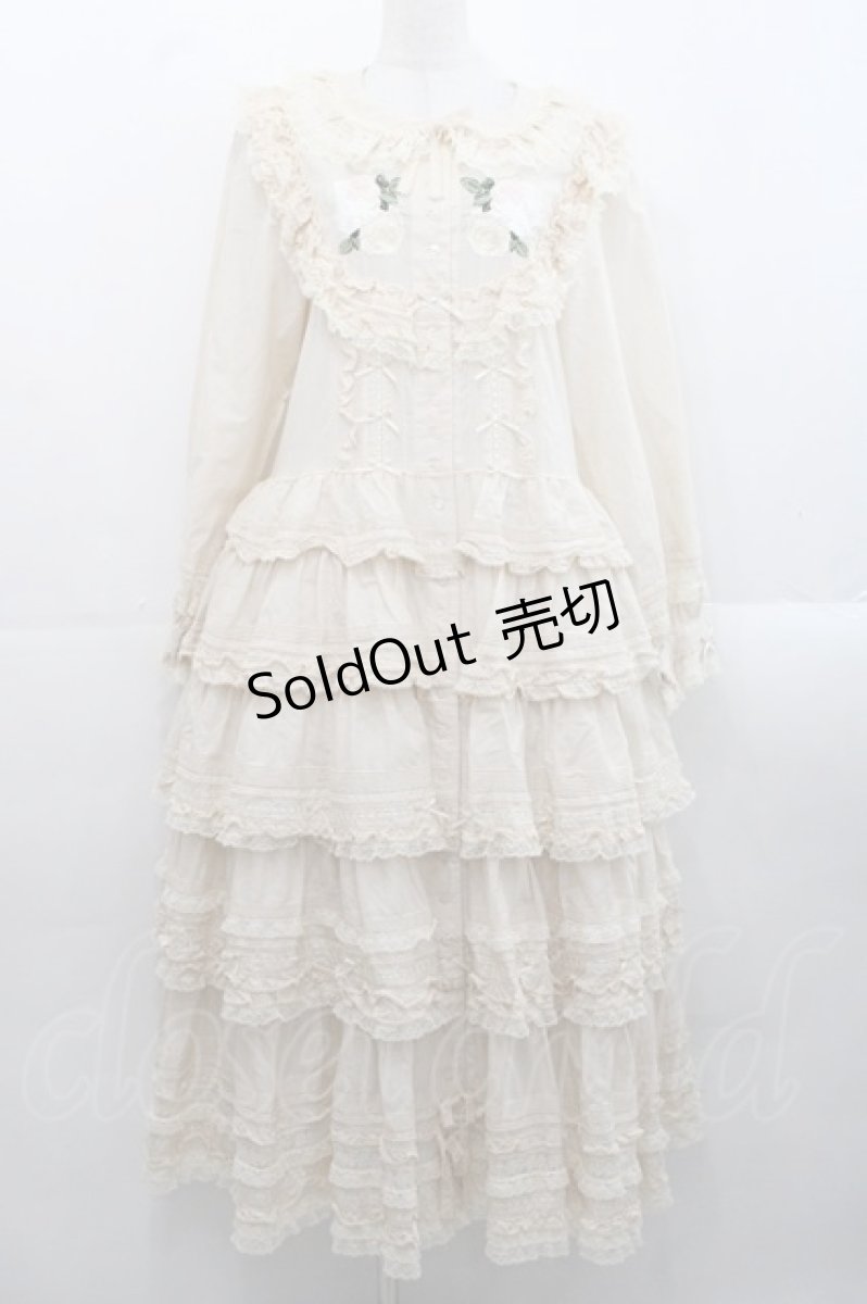 画像1: PINK HOUSE / ホワイトローズ刺繍使いワンピース  アイボリー I-25-11-12-068-LO-OP-SA-ZI (1)