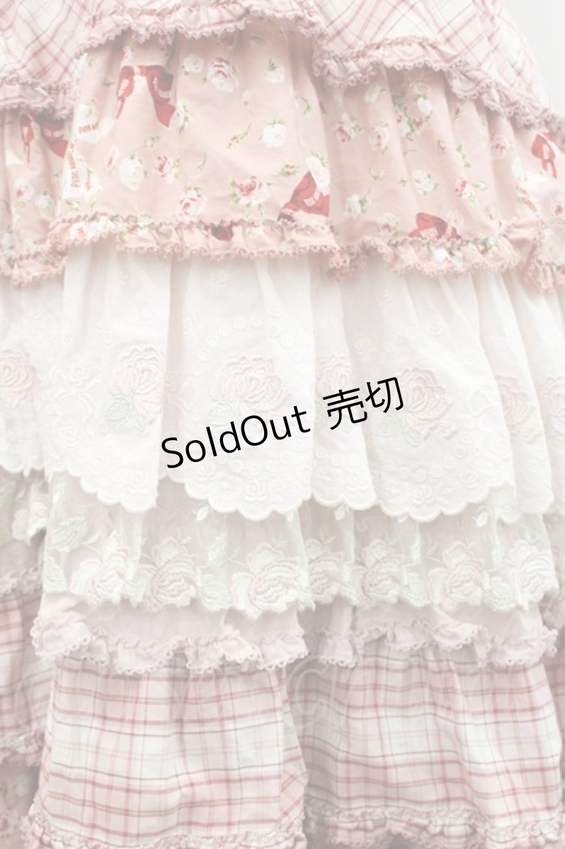 画像5: PINK HOUSE / ローズレース使いミックスパッチワークワンピース  苺ミルク系 I-25-11-12-070-LO-OP-SA-ZI (5)