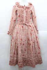 画像1: PINK HOUSE / バラとリボンプリントワンピース  ピンク I-25-11-12-071-LO-OP-SA-ZI (1)