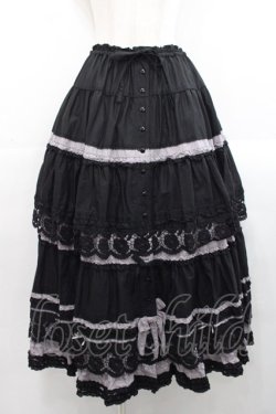 画像1: PINK HOUSE / ローズレース使いスカート  黒Ｘパープル I-25-11-12-075-LO-SK-SA-ZI