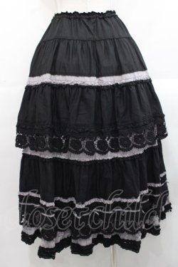 画像2: PINK HOUSE / ローズレース使いスカート  黒Ｘパープル I-25-11-12-075-LO-SK-SA-ZI