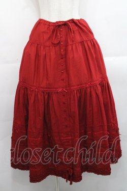 画像1: PINK HOUSE / サテンリボン使いローンスカート  赤 I-25-11-12-077-LO-SK-SA-ZI