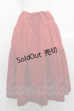 画像1: PINK HOUSE / サテンリボン使いローンスカート  赤 I-25-11-12-077-LO-SK-SA-ZI