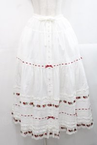 PINK HOUSE / いちごレース使いスカート  白Ｘ赤 I-25-11-12-079-LO-SK-SA-ZI